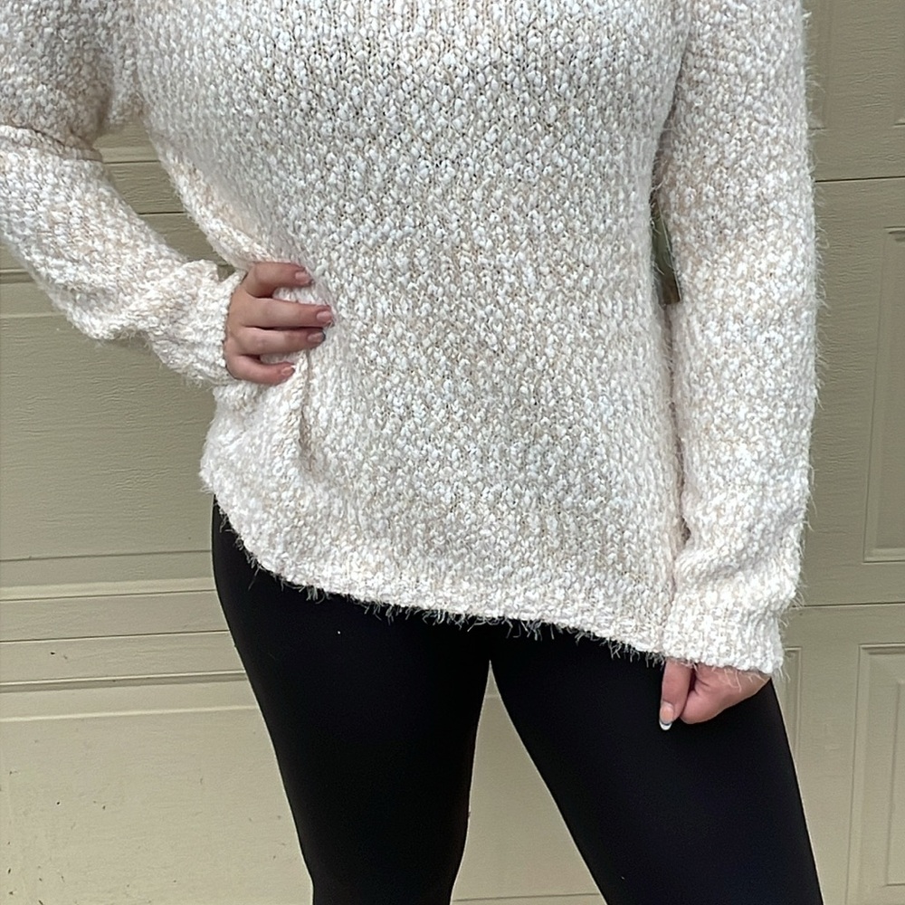 Cream Chunky Knit Crew Neck Sweater